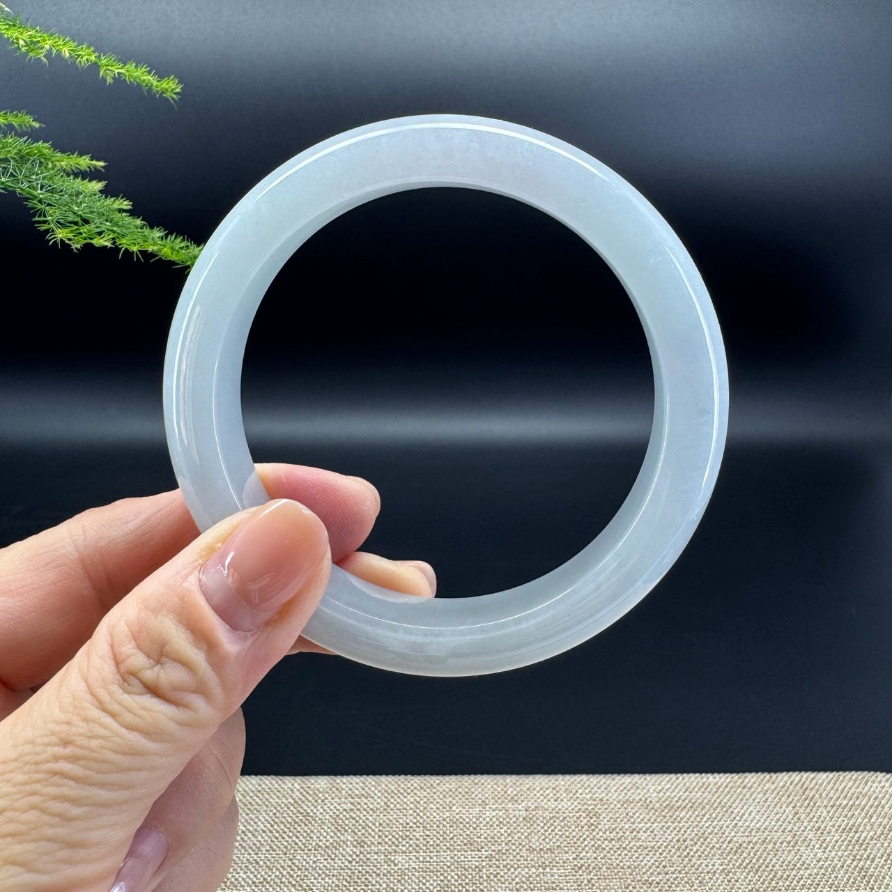 Genuine Burmese Lavender Green Jade Jadeite Bangle Bracelet ( 59.3mm )