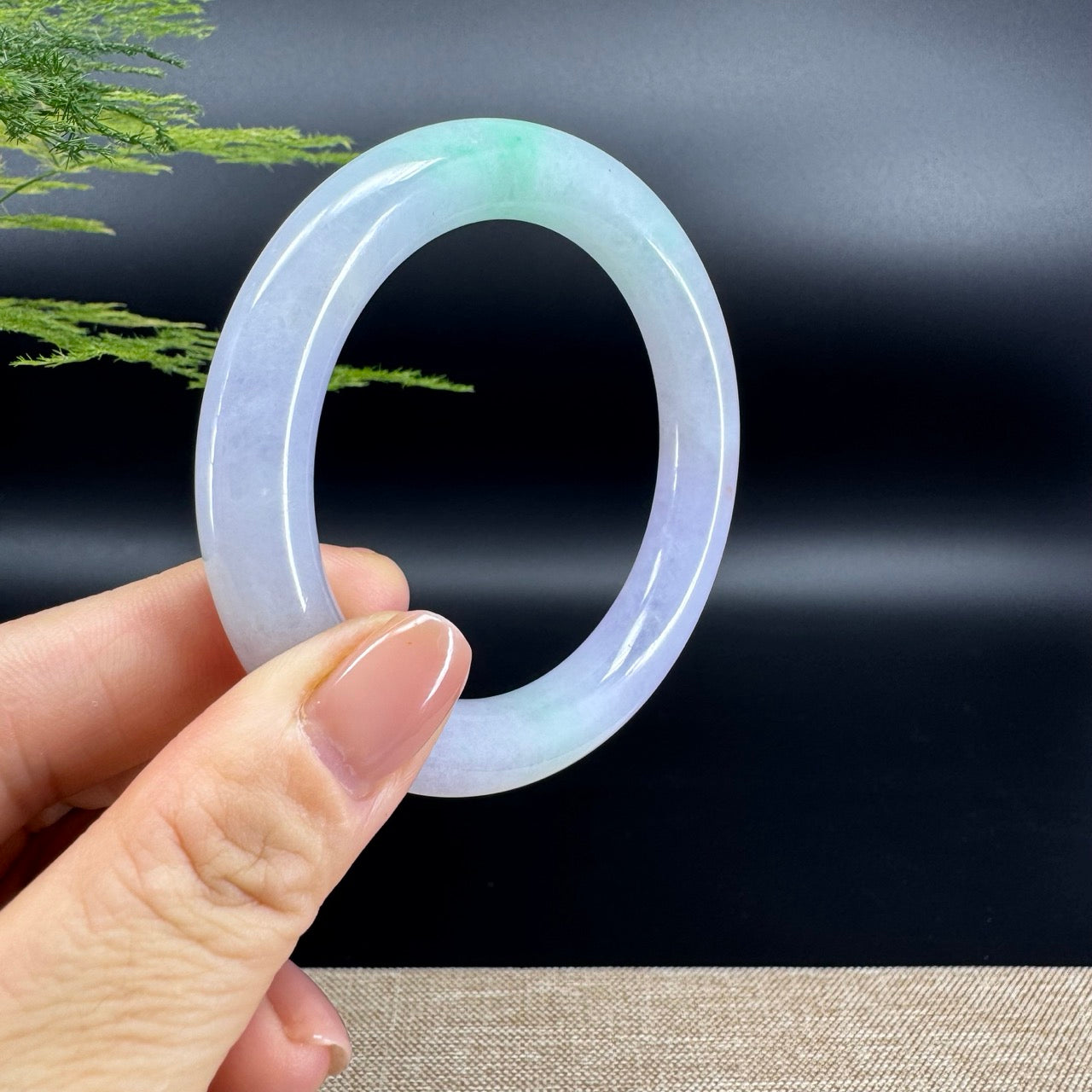 Genuine Burmese Lavender Green  Jade Jadeite Bangle Bracelet ( 55.2mm )