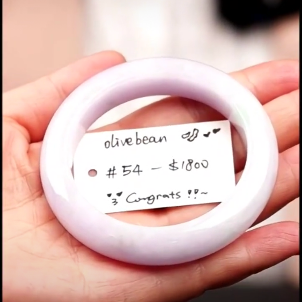"Live" Natural Lavender w/ Apple Green Patch Jadeite Jade Comfort-Fit Bangle (04/16/26)