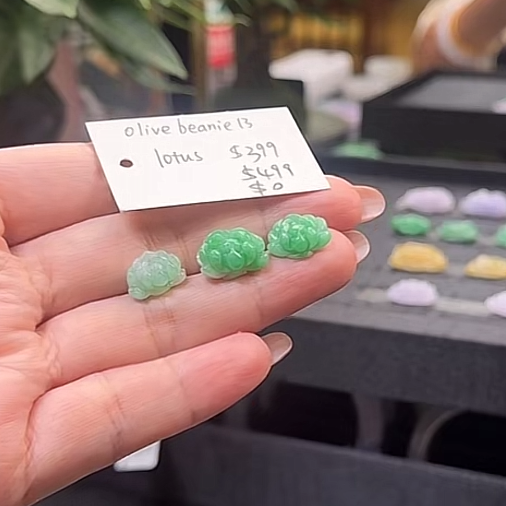 Live "Natural Green Jadeite Jade Lotus Pendant X 2" (Live Pick) (08/23/25)