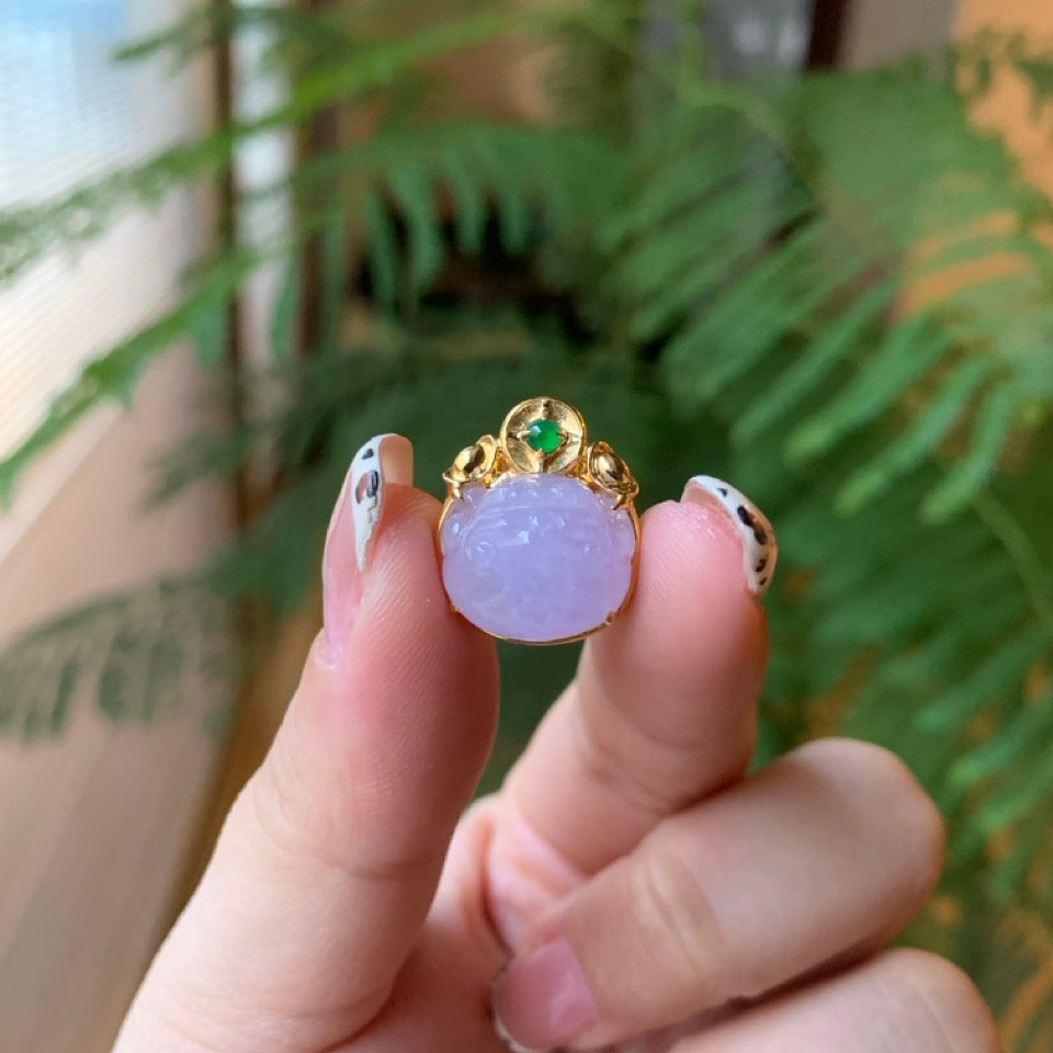 "Live" 18K Yellow Gold Custom Lavender Toad Gold Setting