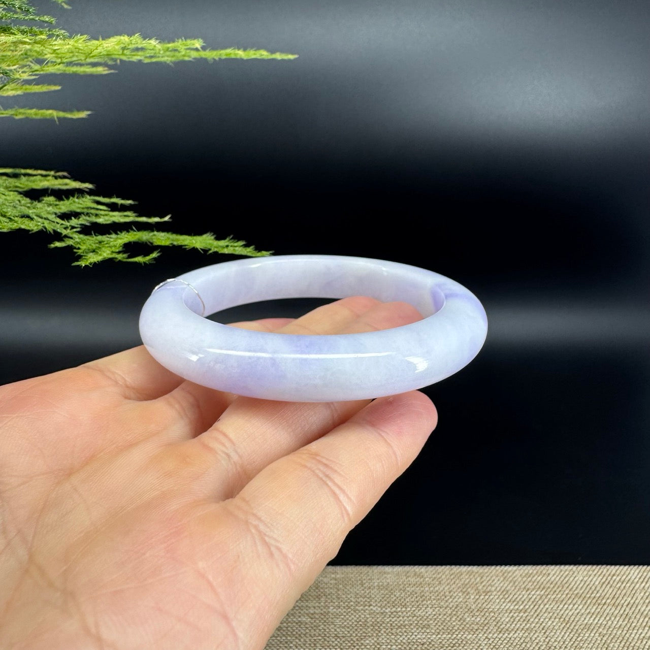 Genuine Burmese Lavender Green Jade Jadeite Bangle Bracelet (56.4mm)
