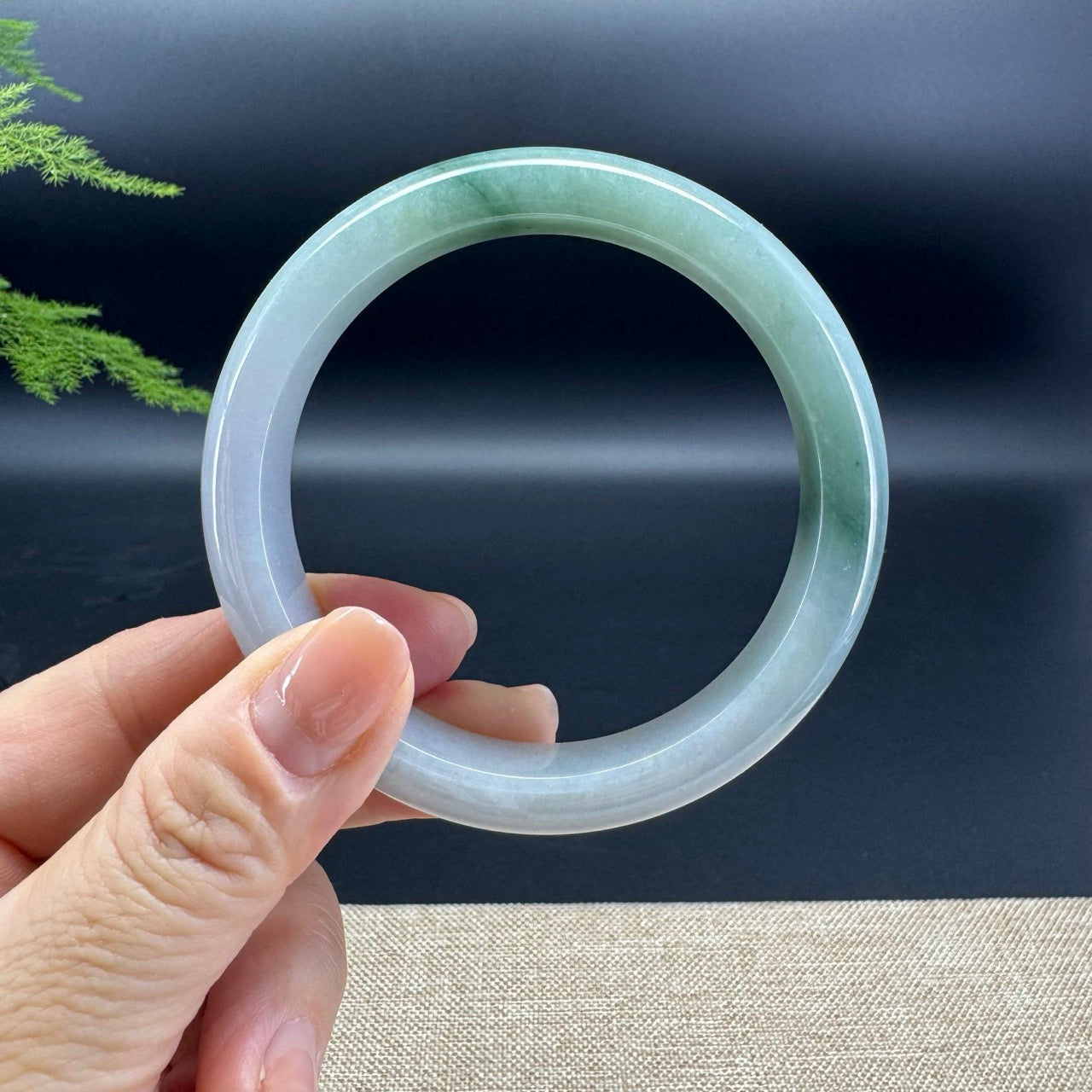 High Genuine Burmese Lavender Green Jade Jadeite Bangle Bracelet ( 60.2mm )