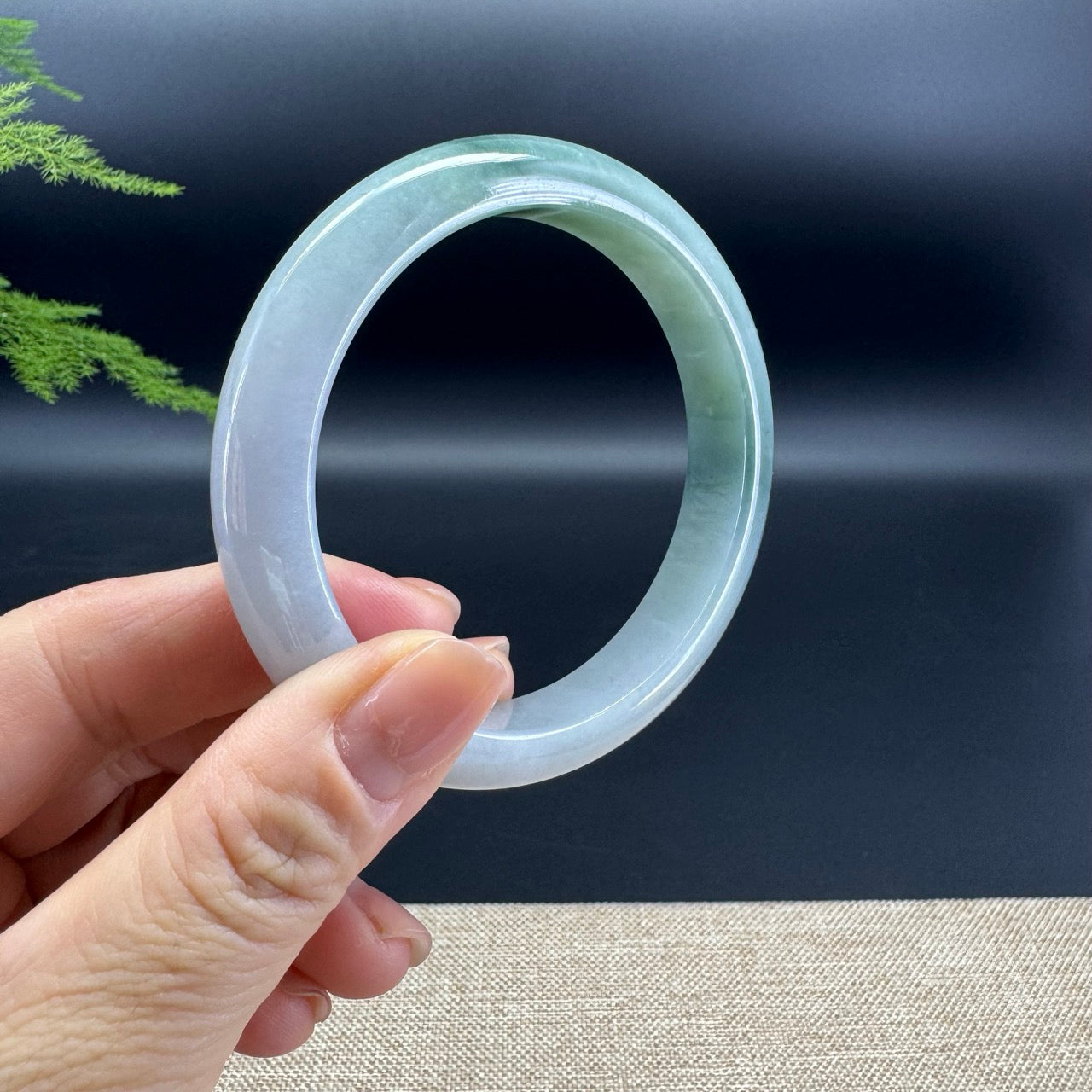 High Genuine Burmese Lavender Green Jade Jadeite Bangle Bracelet ( 60.2mm )