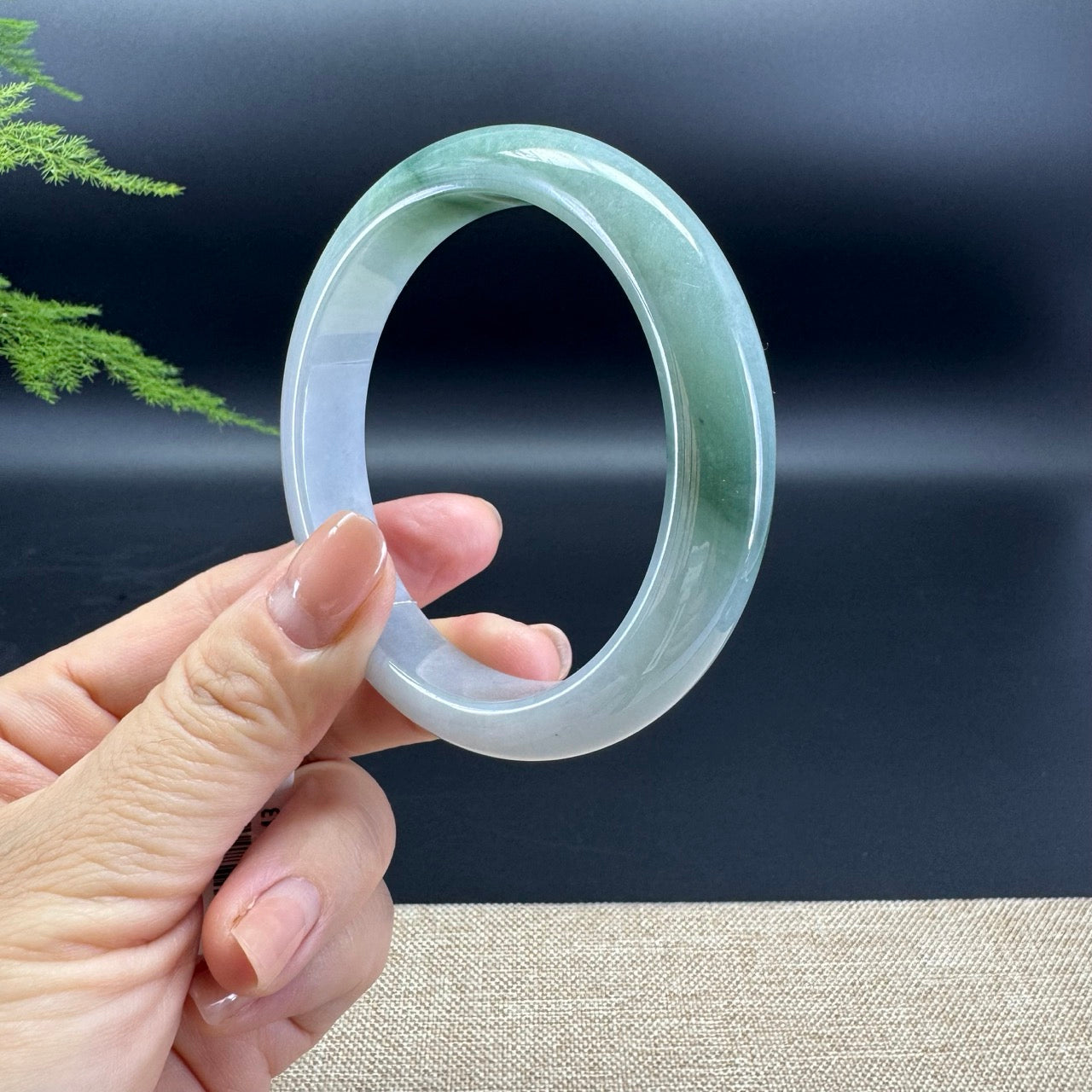 High Genuine Burmese Lavender Green Jade Jadeite Bangle Bracelet ( 60.2mm )