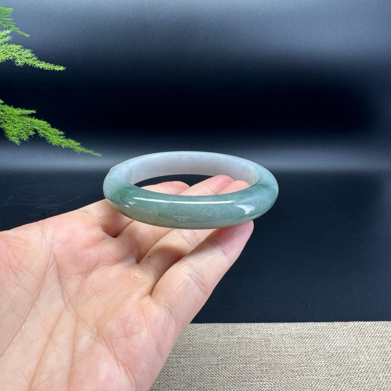 High Genuine Burmese Lavender Green Jade Jadeite Bangle Bracelet ( 60.2mm )