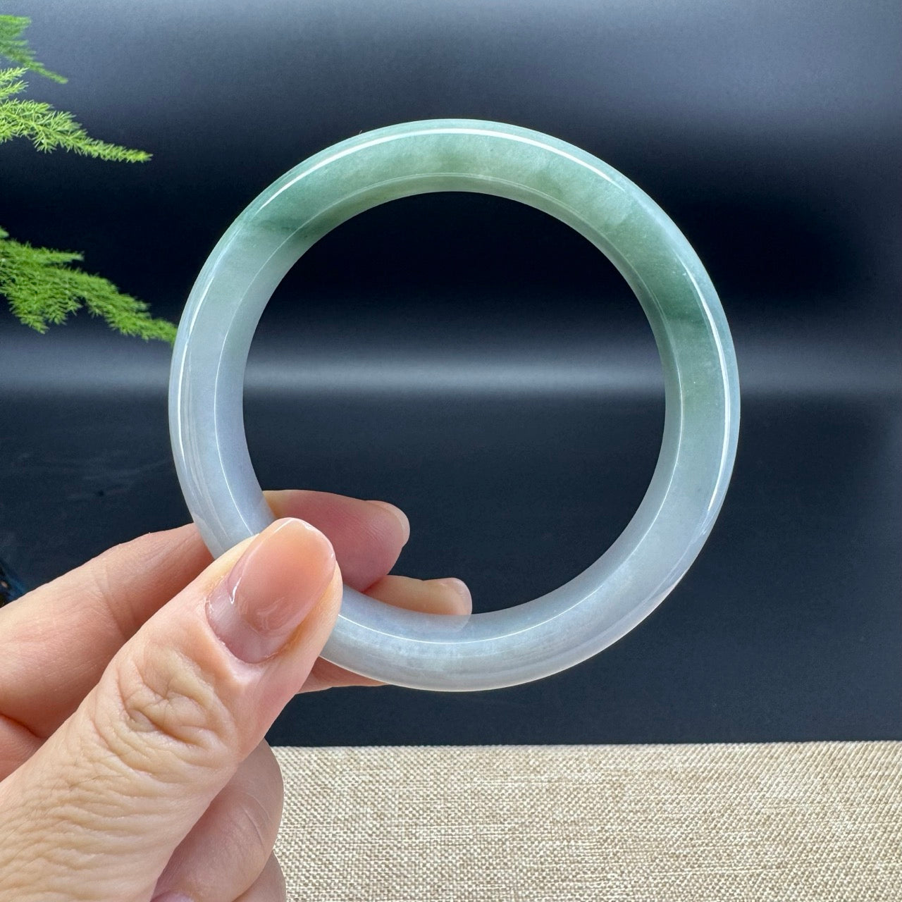 High Genuine Burmese Lavender Green Jade Jadeite Bangle Bracelet ( 60.2mm )