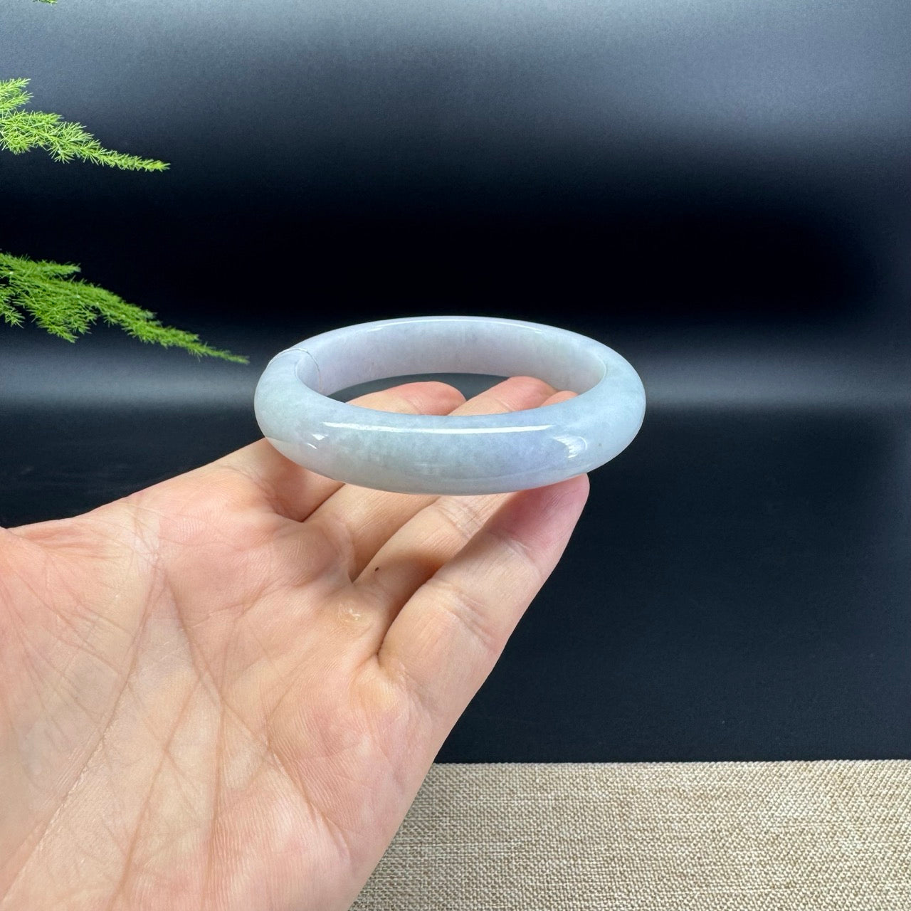 Genuine Burmese Lavender Green Jade Jadeite Bangle Bracelet ( 60.1mm )