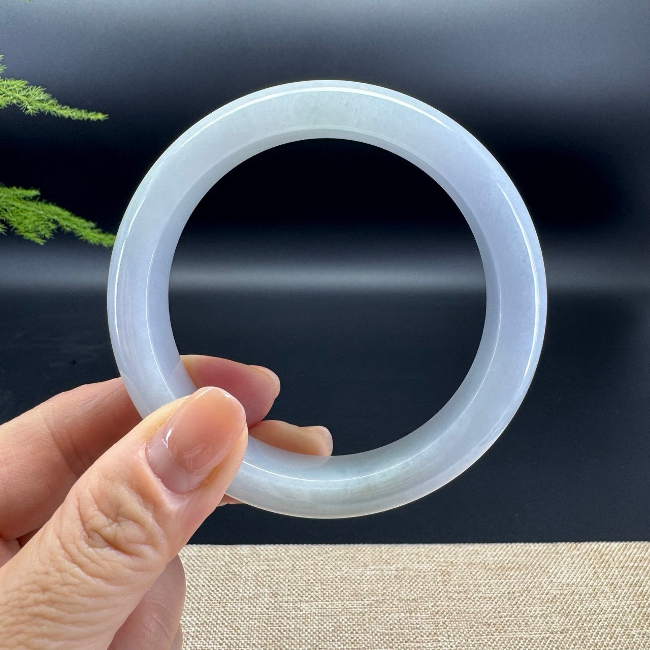 Genuine Burmese Lavender Green Jade Jadeite Bangle Bracelet (60.7mm)