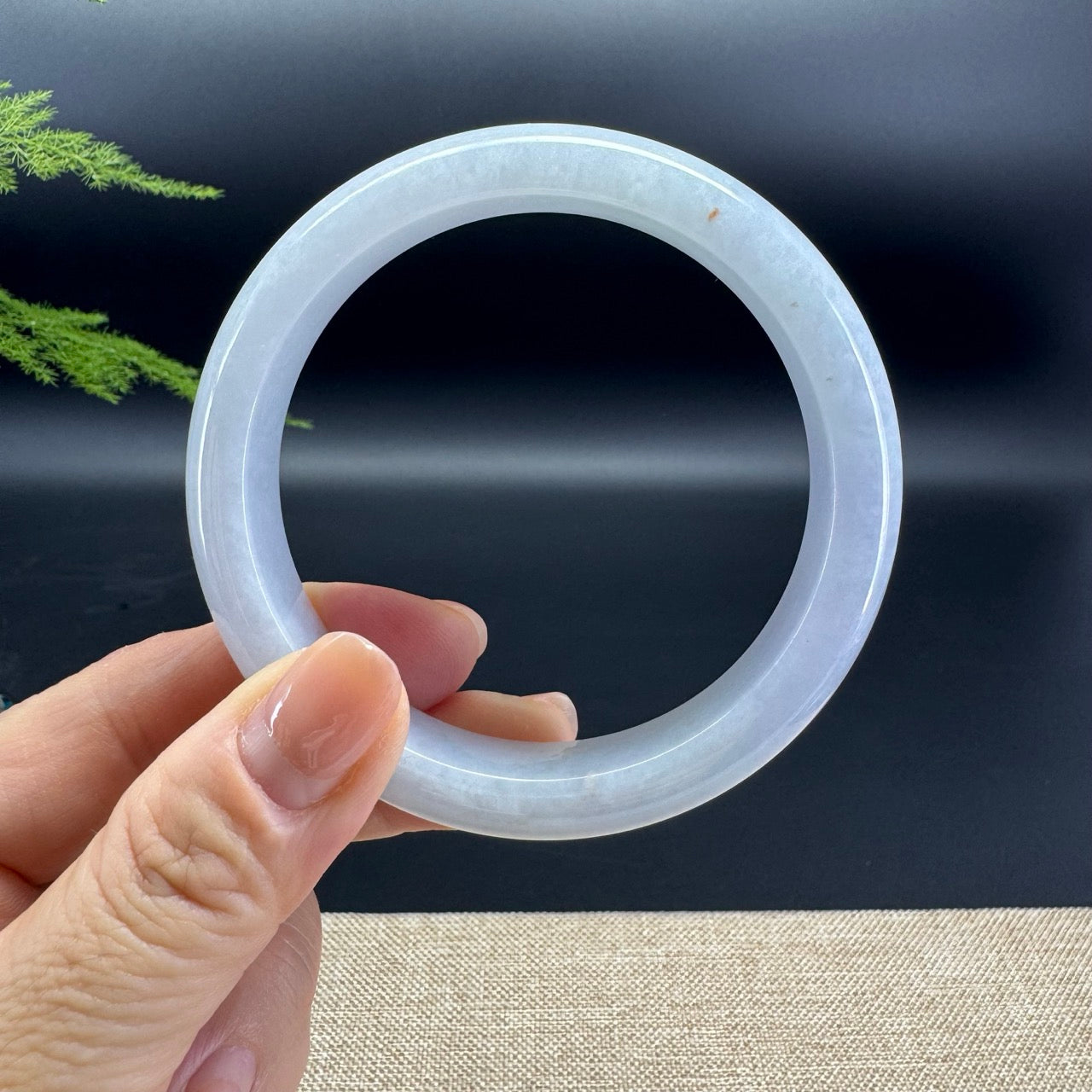 Genuine Burmese Lavender Green Jade Jadeite Bangle Bracelet ( 60mm )