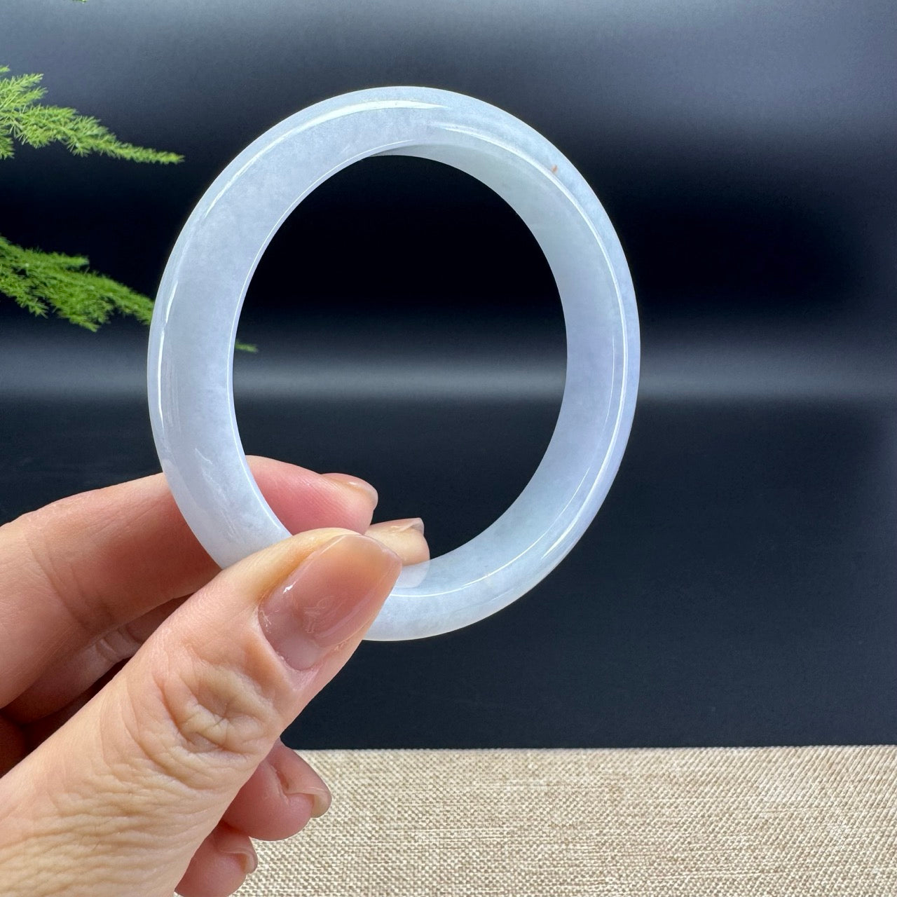 Genuine Burmese Lavender Green Jade Jadeite Bangle Bracelet ( 60mm )