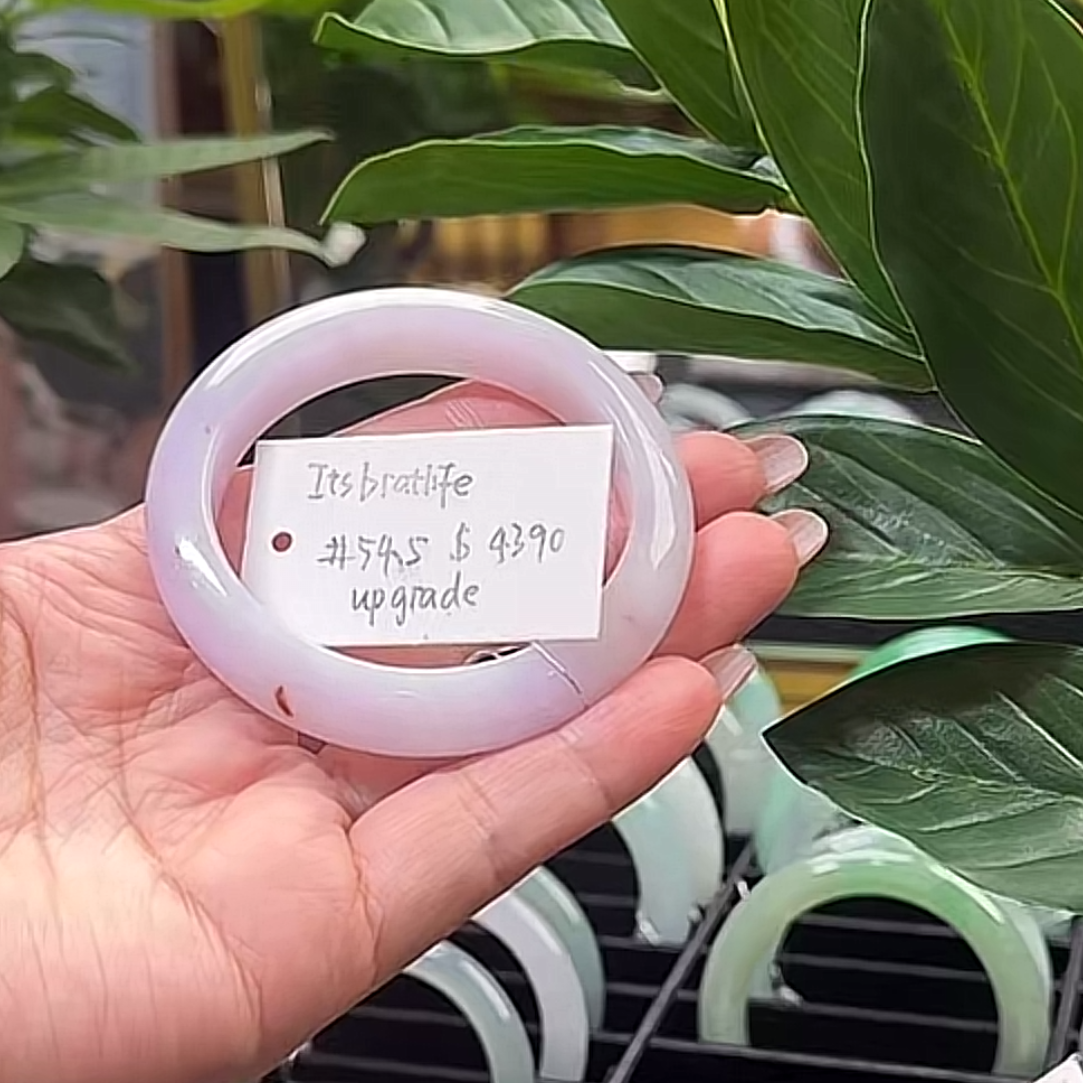 "Live" Natural Lavender SaJin Jadeite Jade Bangle" (08/30/25)