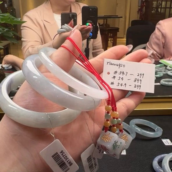 "Live" Natural Icy Lavender Jadeite Jade Traditional Bangle (12/19/2025)