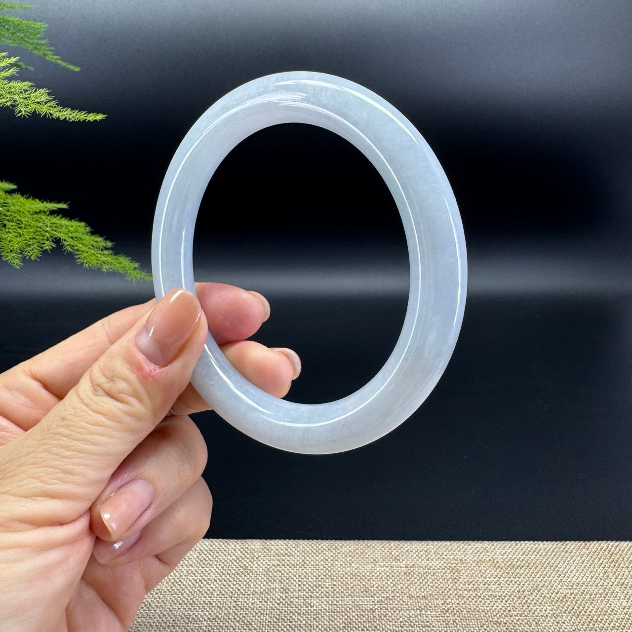 Genuine Burmese Lavender Green Jade Jadeite Bangle Bracelet ( 61.4mm )