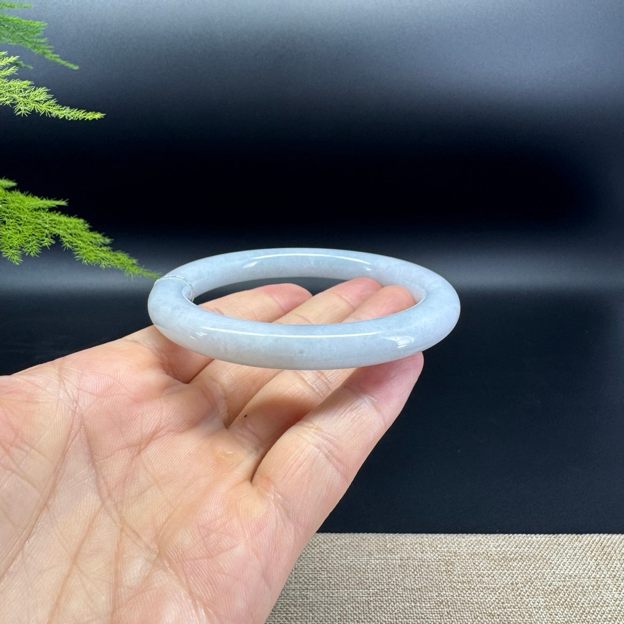 Genuine Burmese Lavender Green Jade Jadeite Bangle Bracelet ( 61.4mm )