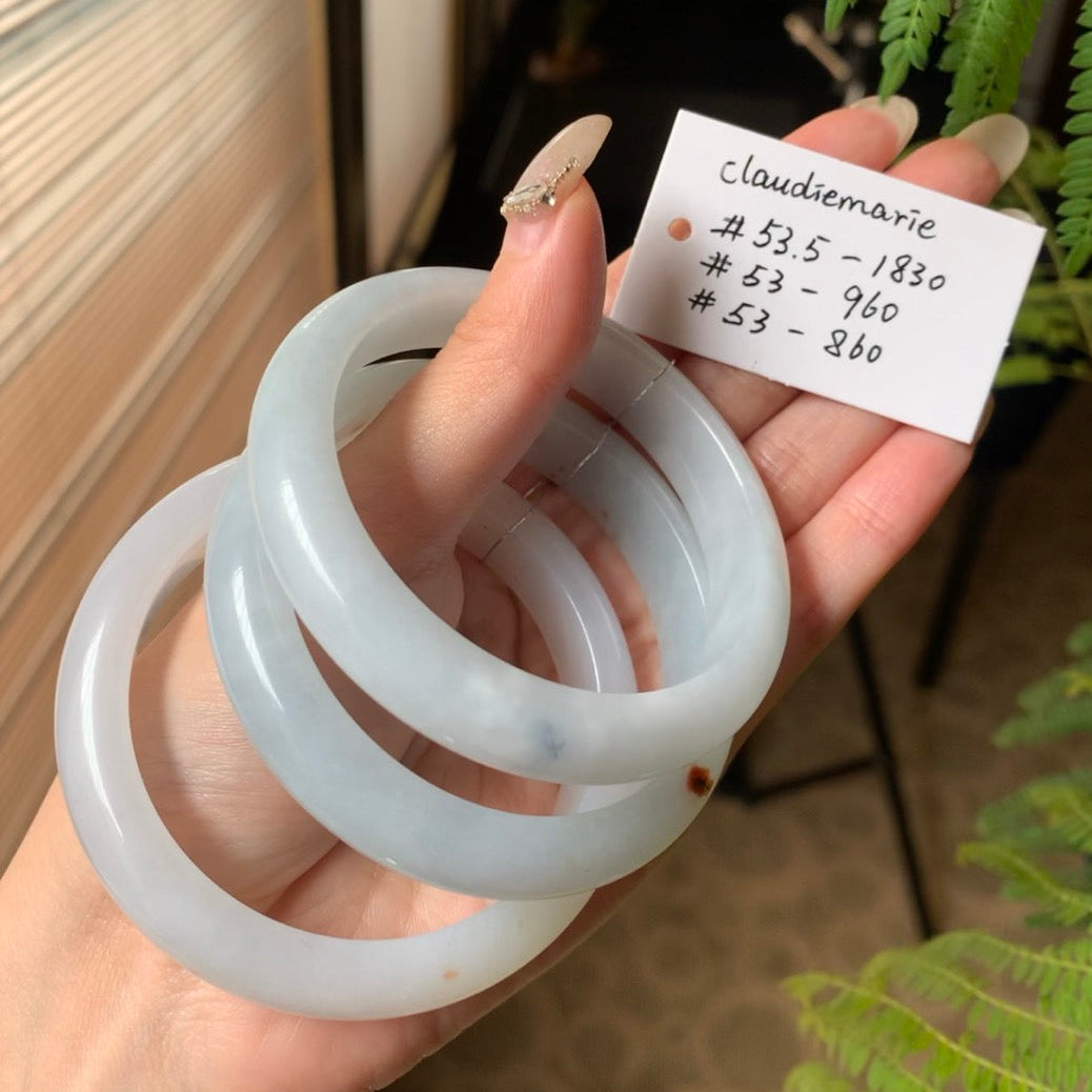 "Live" Natural Light Blue Green Jadeite Jade Comfort Fit Bangle (02/27/26)