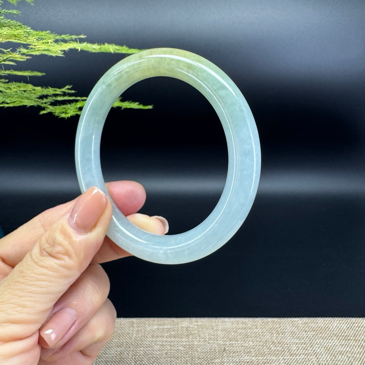 Genuine Burmese Yellow Green Jade Jadeite Bangle Bracelet ( 57.5mm )