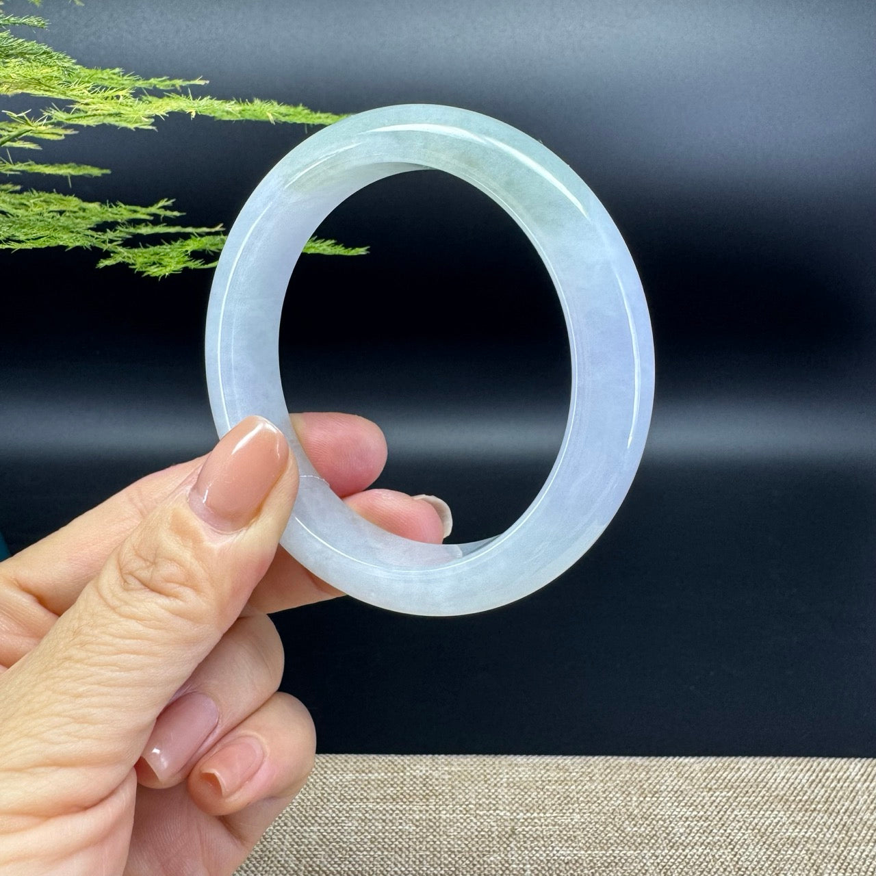 Genuine Burmese Lavender Green Jade Jadeite Bangle Bracelet ( 57.3mm )