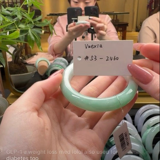 Live Natural White Green Jadeite Jade Bangle(02/07/26)