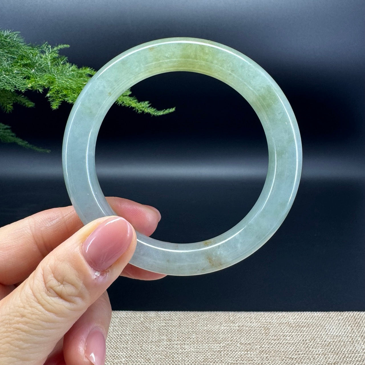 High end Genuine Burmese Icy Yellow Green Jade Jadeite Bangle Bracelet ( 57.4mm )