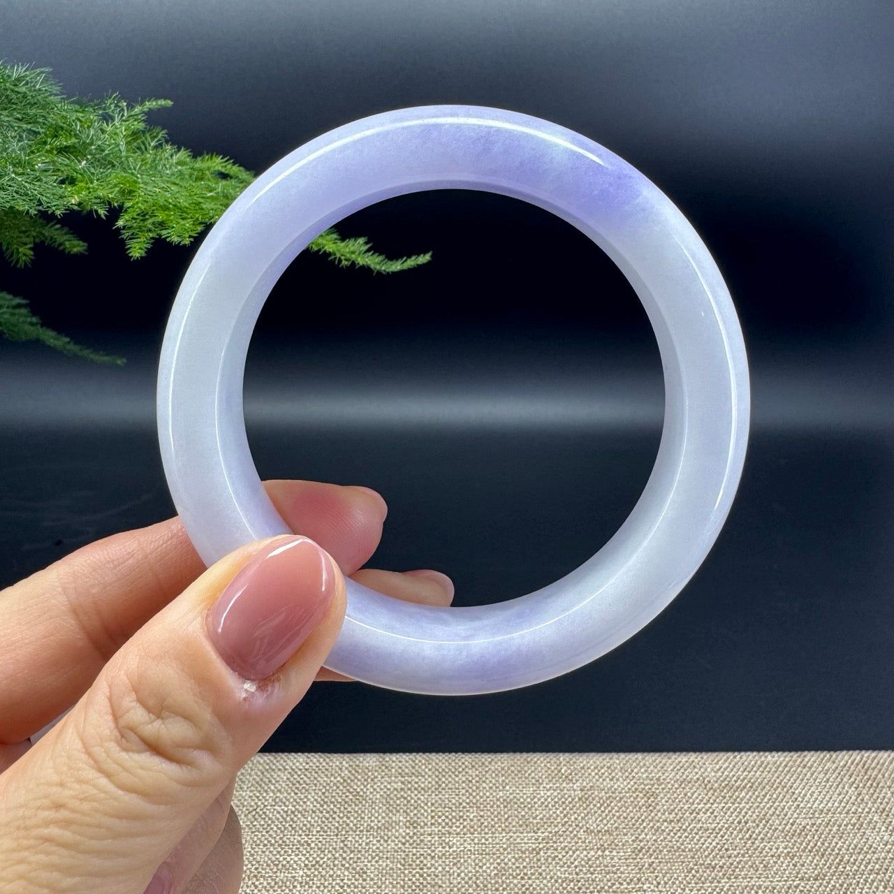 Genuine Burmese Lavender Green Jade Jadeite Bangle Bracelet (57.8mm)