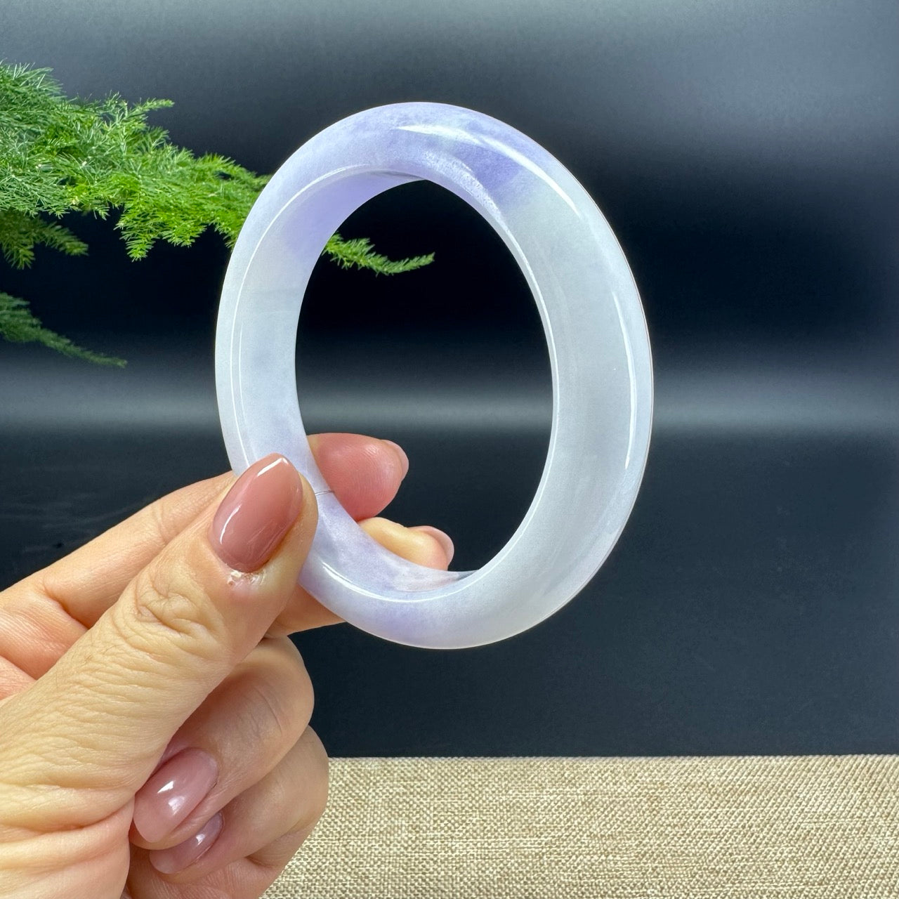 Genuine Burmese Lavender Green Jade Jadeite Bangle Bracelet (57.8mm)
