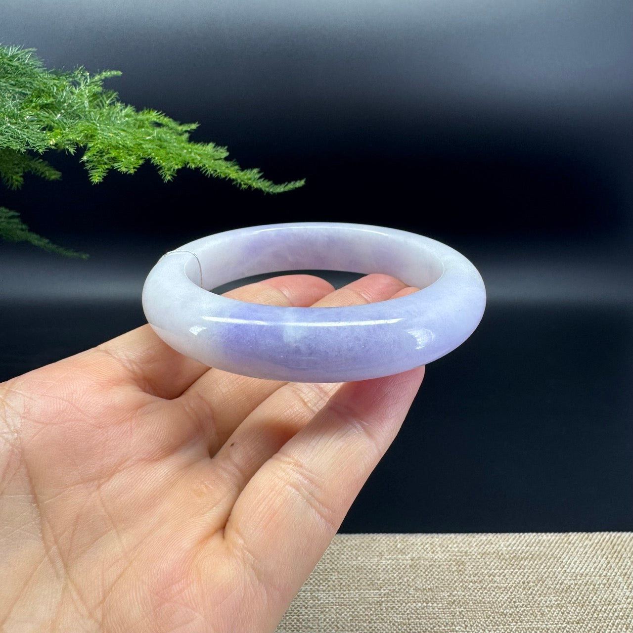 Genuine Burmese Lavender Green Jade Jadeite Bangle Bracelet (57.8mm)