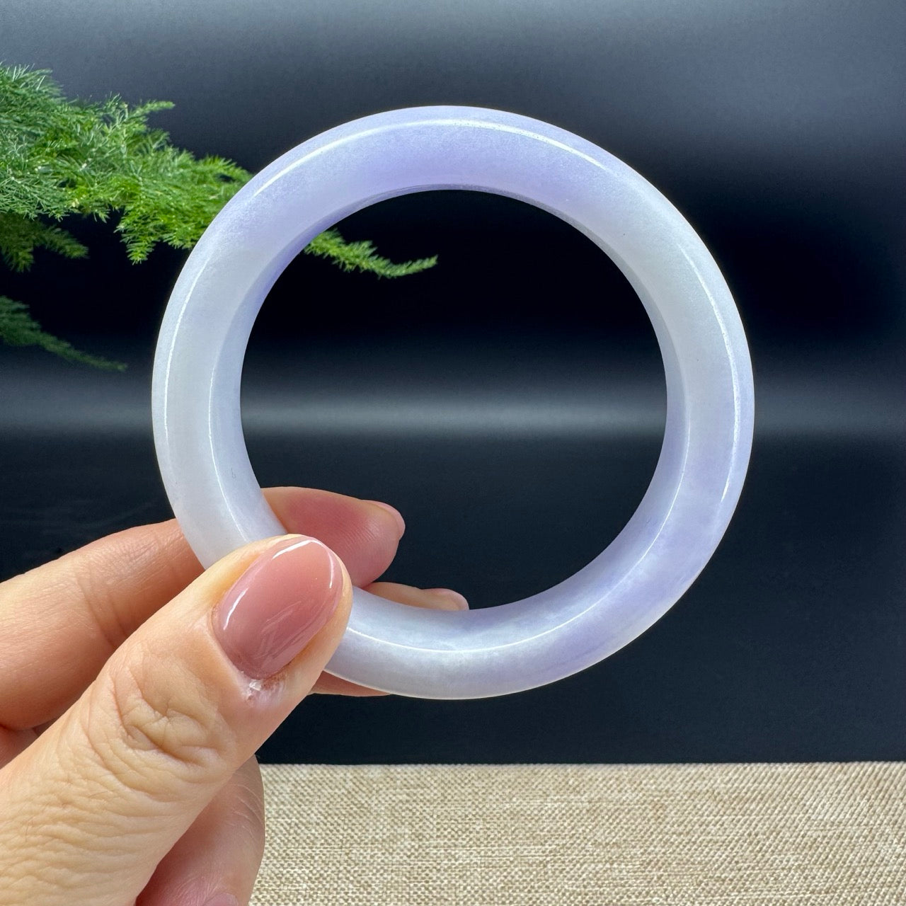 Genuine Burmese Lavender Green Jade Jadeite Bangle Bracelet (57.8mm)