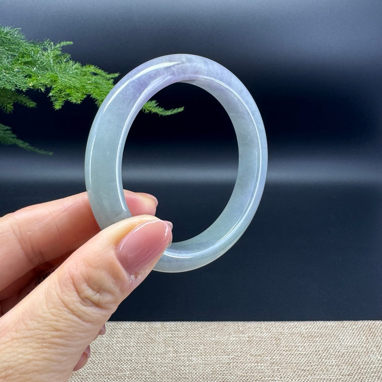 Genuine Burmese Lavender Green Jade Jadeite Bangle Bracelet (57.4mm)