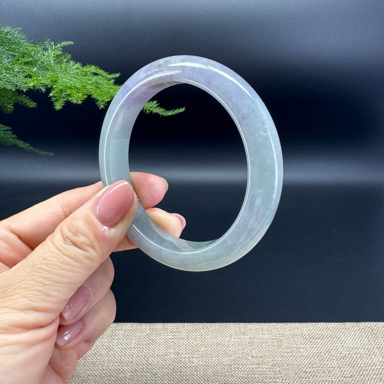 Genuine Burmese Lavender Green Jade Jadeite Bangle Bracelet (57.4mm)