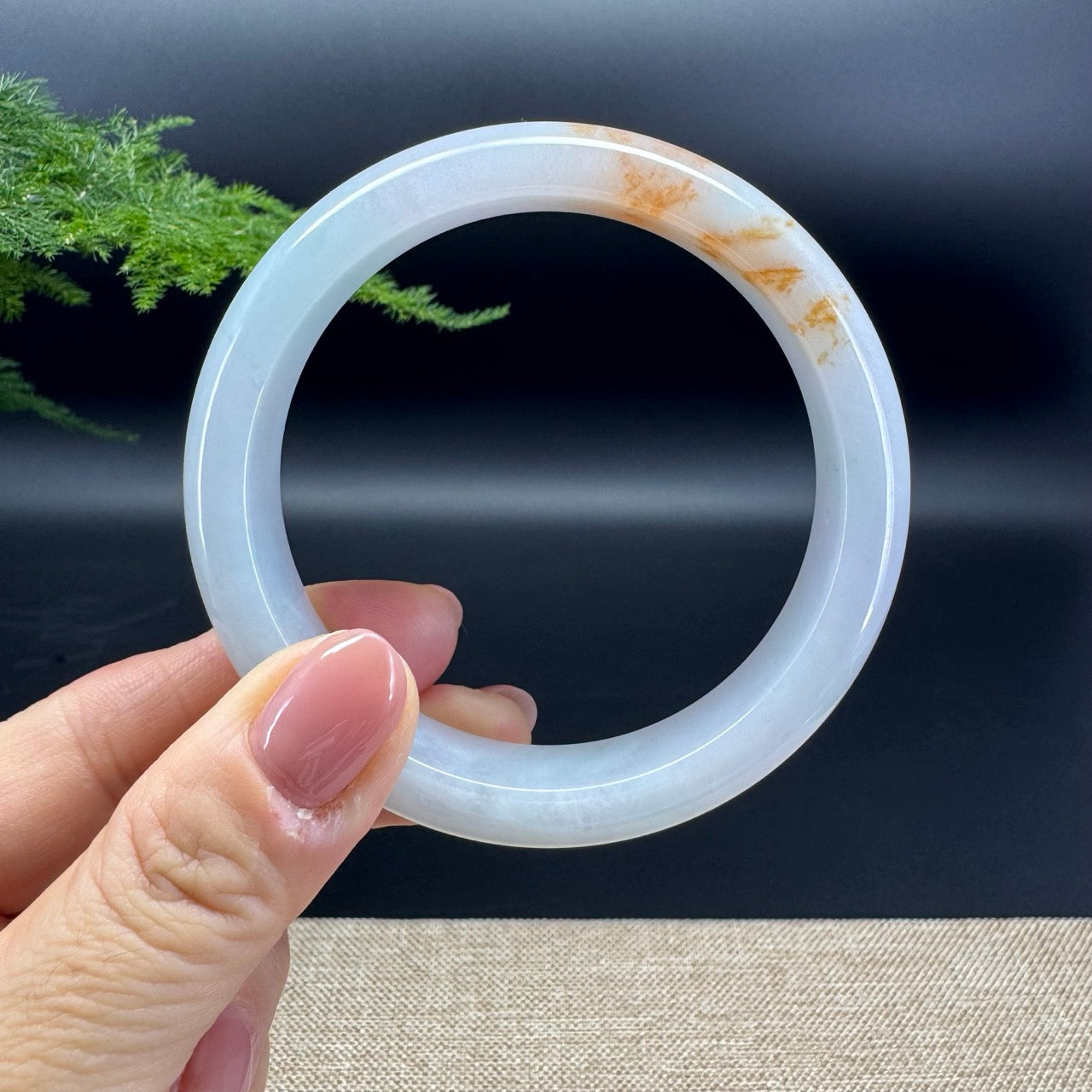 Genuine Burmese Yellow  lavender Jade Jadeite Bangle Bracelet ( 60.4mm )