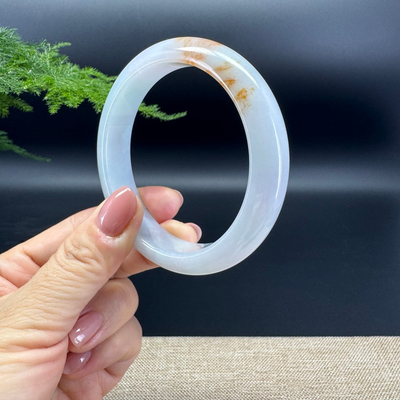 Genuine Burmese Yellow  lavender Jade Jadeite Bangle Bracelet ( 60.4mm )