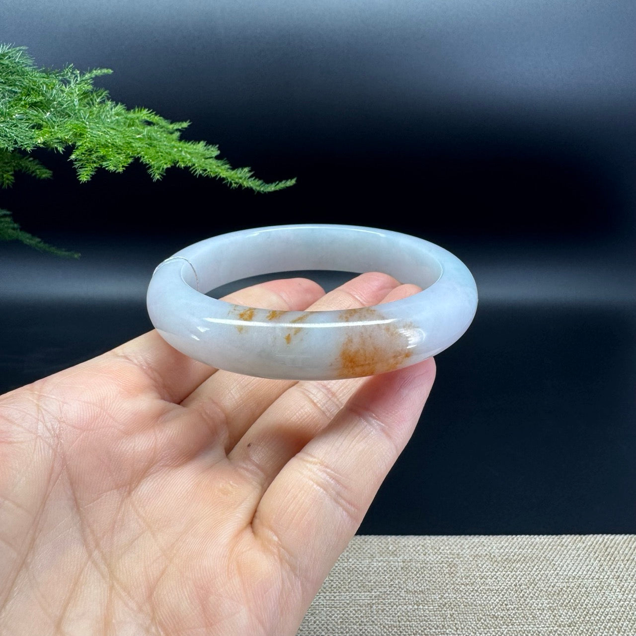 Genuine Burmese Yellow  lavender Jade Jadeite Bangle Bracelet ( 60.4mm )