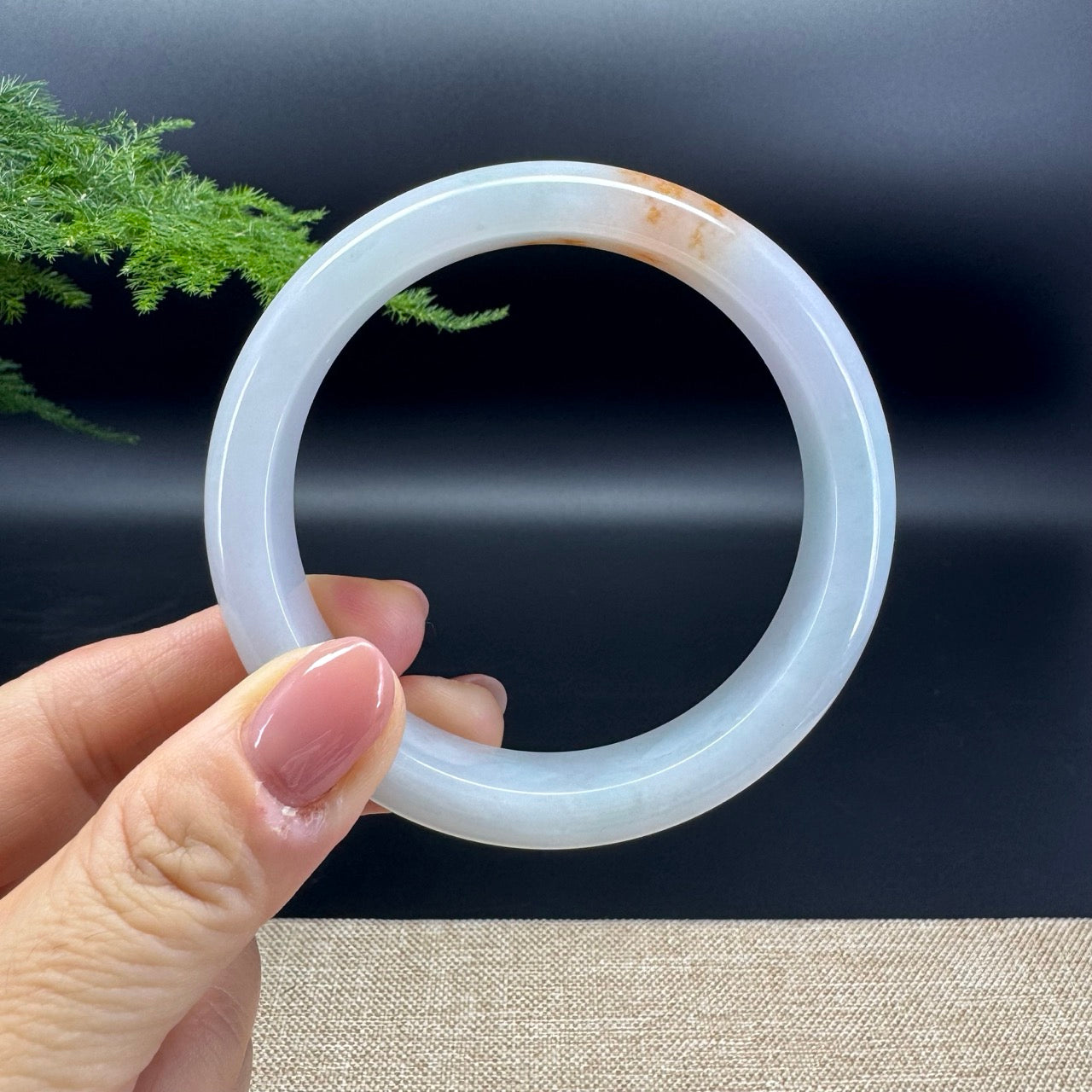 Genuine Burmese Yellow  lavender Jade Jadeite Bangle Bracelet ( 60.4mm )