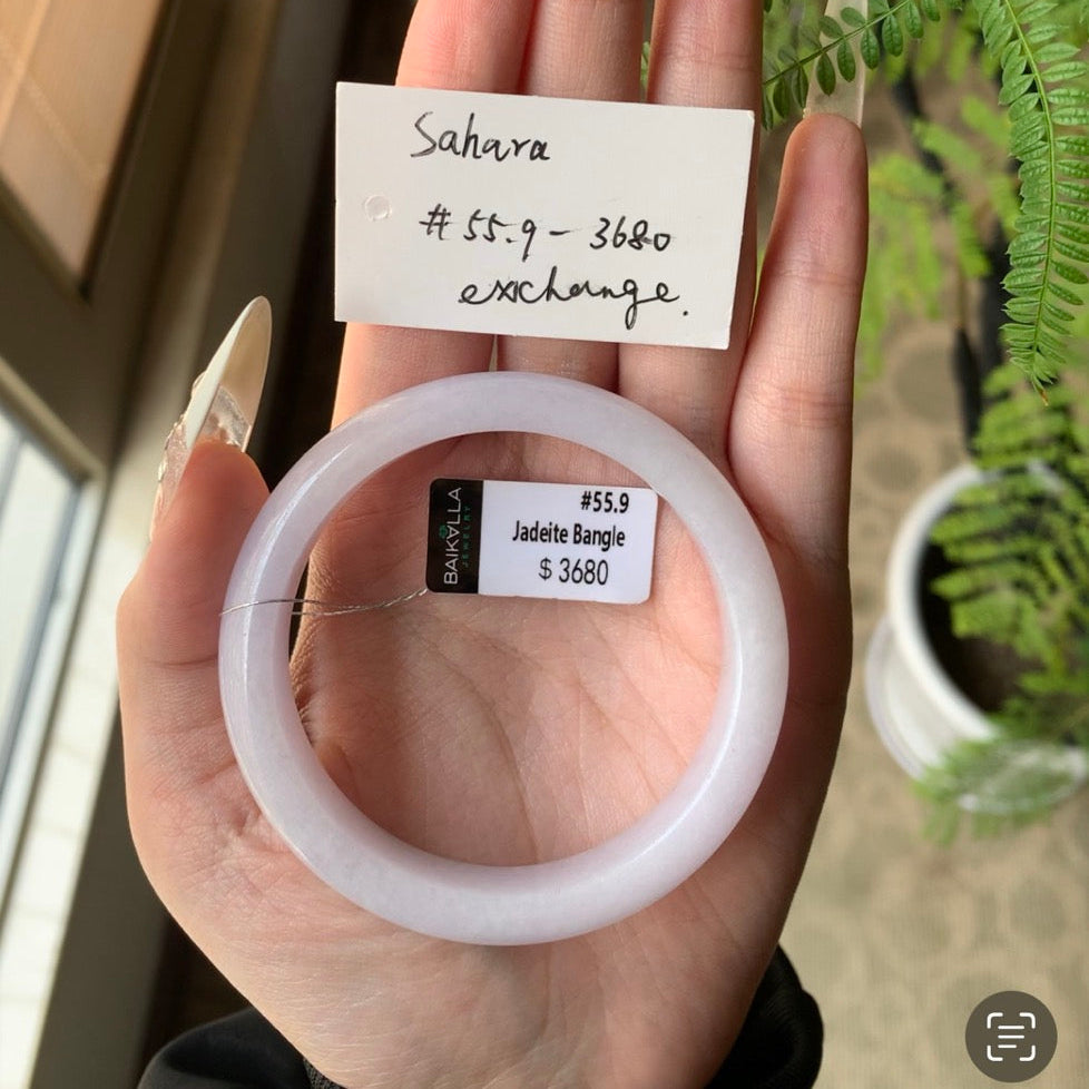 "Live" Natural Pink Lavender Jadeite Jade Comfort Fit Bangle (03/06/26)