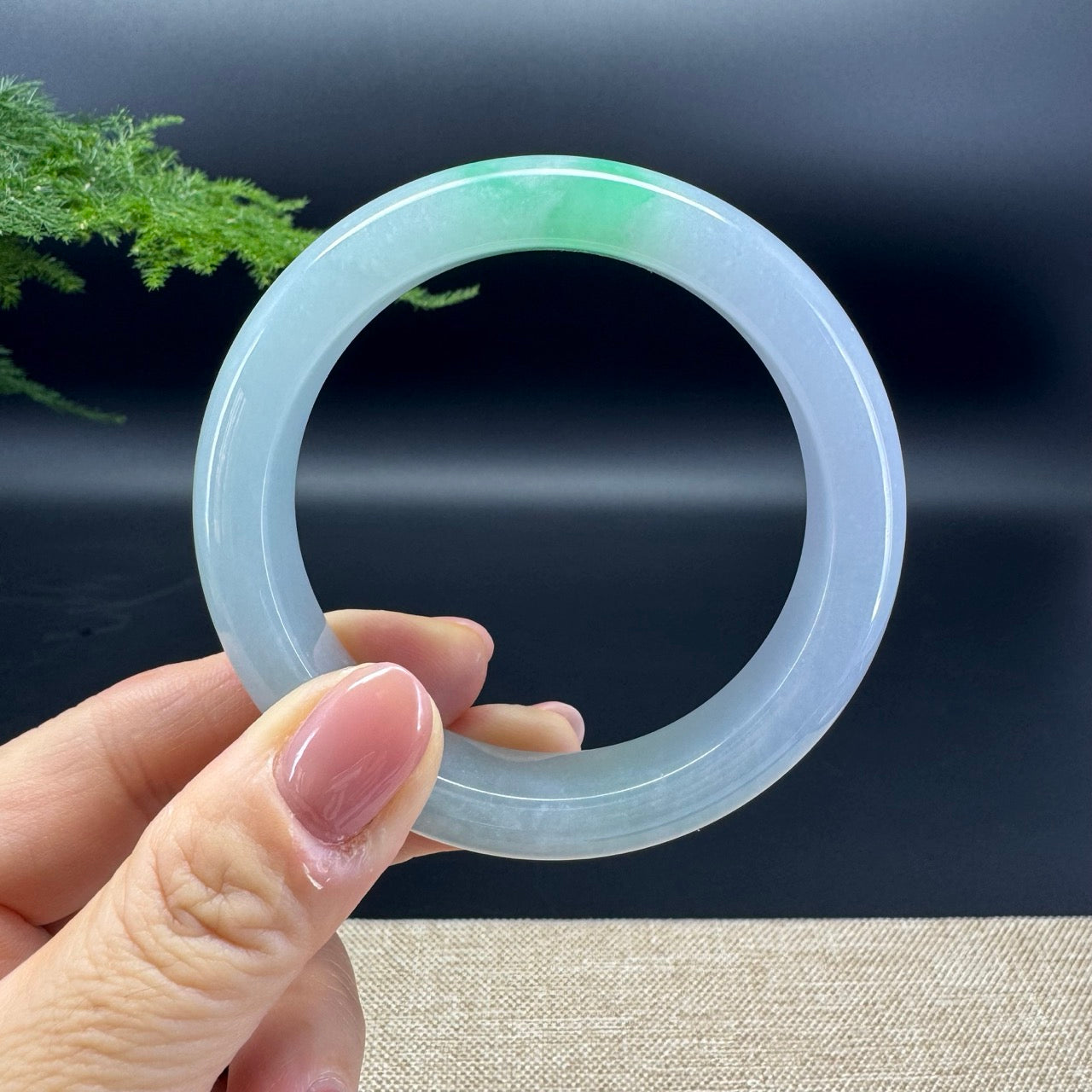 Genuine Burmese Lavender Green Jade Jadeite Bangle Bracelet ( 56.2mm )