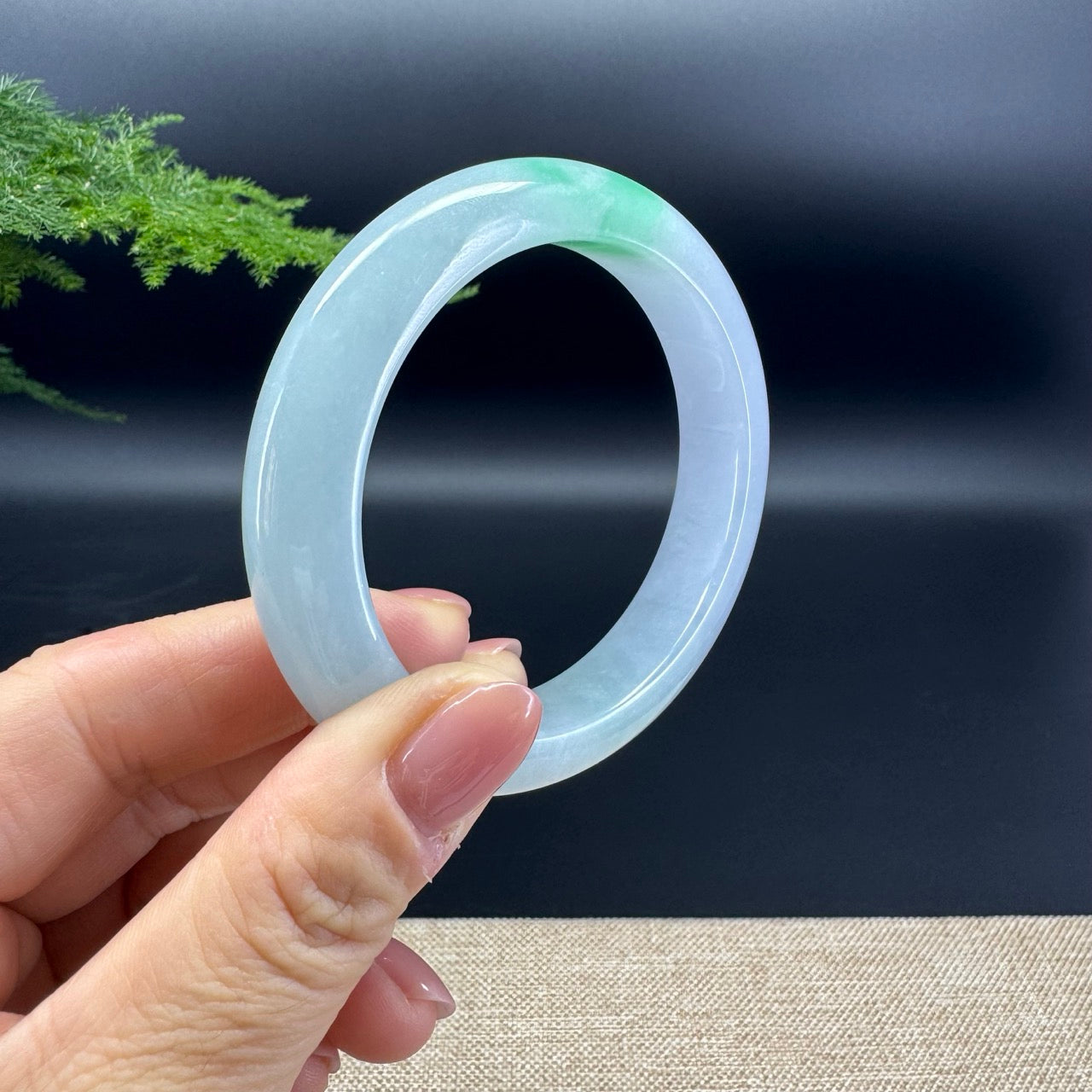 Genuine Burmese Lavender Green Jade Jadeite Bangle Bracelet ( 56.2mm )
