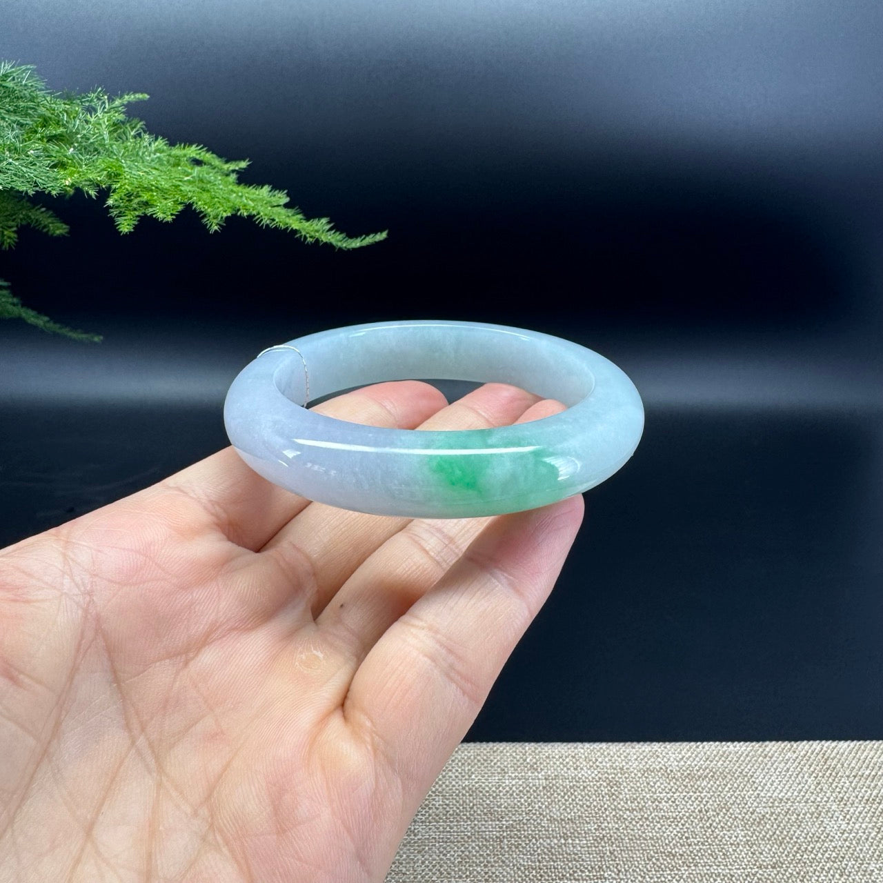 Genuine Burmese Lavender Green Jade Jadeite Bangle Bracelet ( 56.2mm )