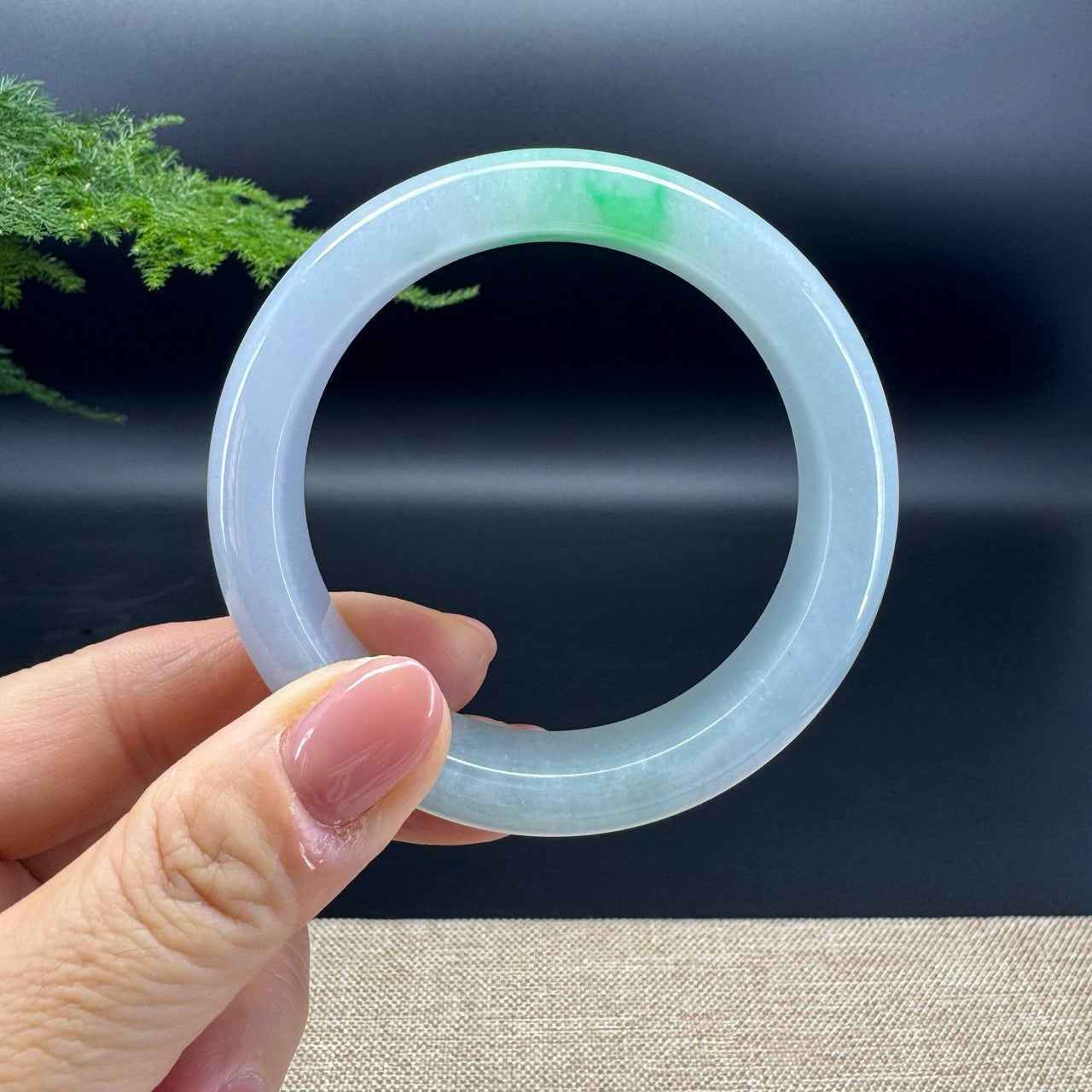 Genuine Burmese Lavender Green Jade Jadeite Bangle Bracelet ( 56.2mm )