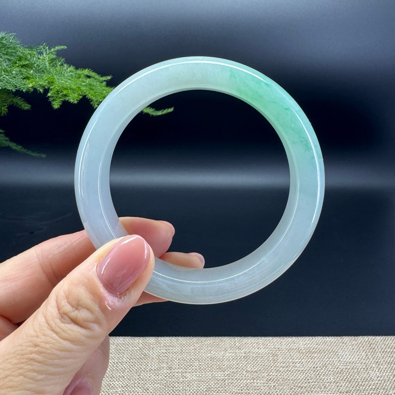 Genuine Burmese Icy Green Jade Jadeite Bangle Bracelet ( 58.4mm )
