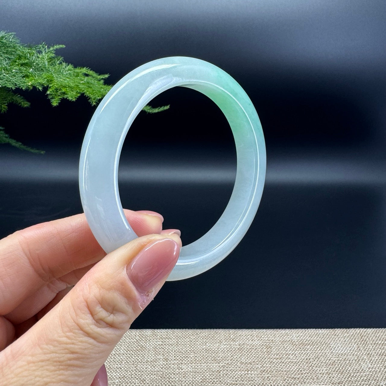 Genuine Burmese Icy Green Jade Jadeite Bangle Bracelet ( 58.4mm )