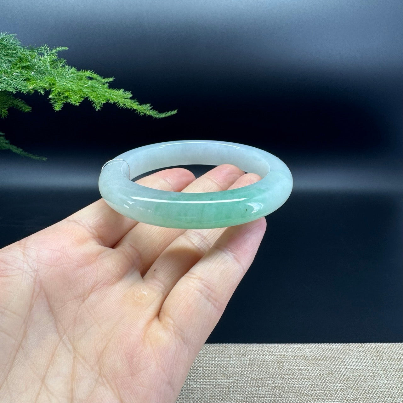 Genuine Burmese Icy Green Jade Jadeite Bangle Bracelet ( 58.4mm )