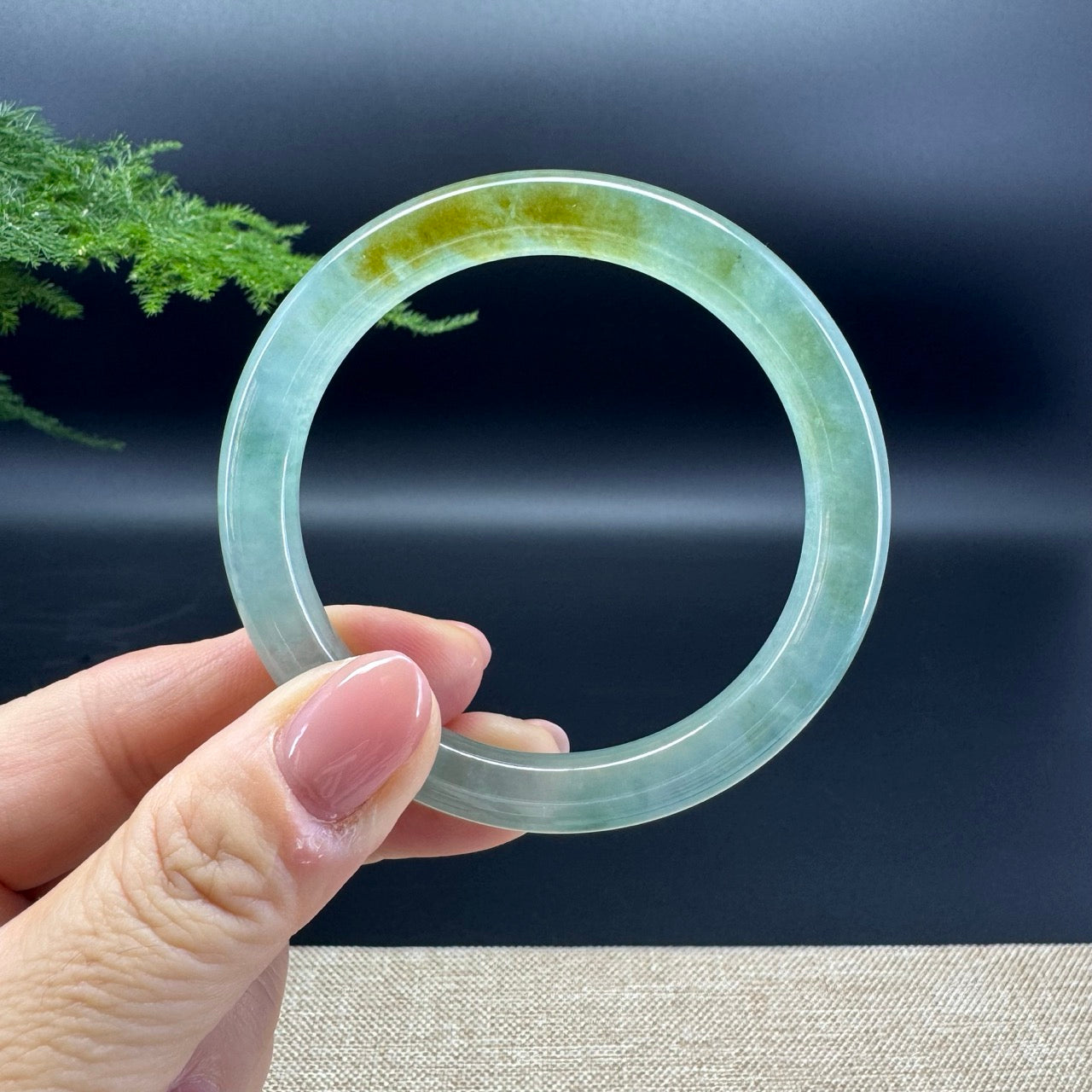 Genuine Burmese Yellow Green Jade Jadeite Bangle Bracelet (53.8mm)