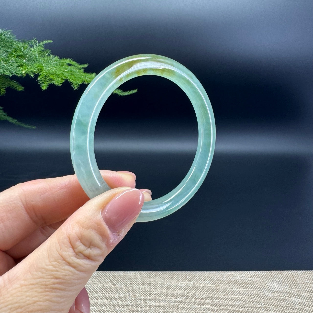 Genuine Burmese Yellow Green Jade Jadeite Bangle Bracelet (53.8mm)