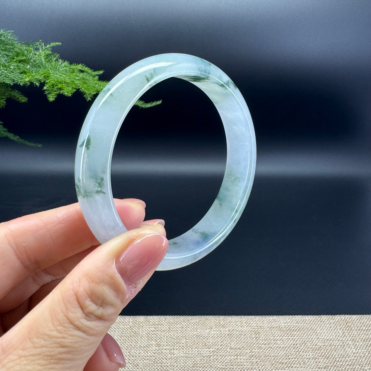 Genuine Burmese Icy Green Jade Jadeite Bangle Bracelet ( 61.7mm )