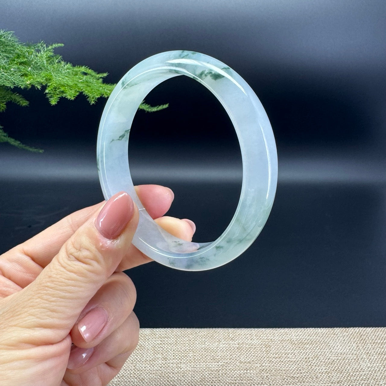Genuine Burmese Icy Green Jade Jadeite Bangle Bracelet ( 61.7mm )