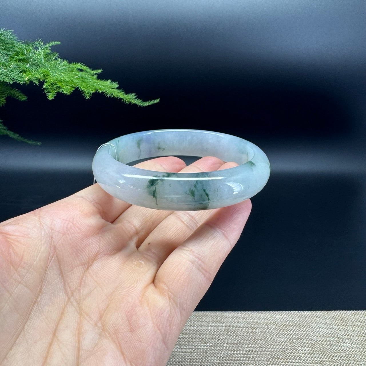 Genuine Burmese Icy Green Jade Jadeite Bangle Bracelet ( 61.7mm )