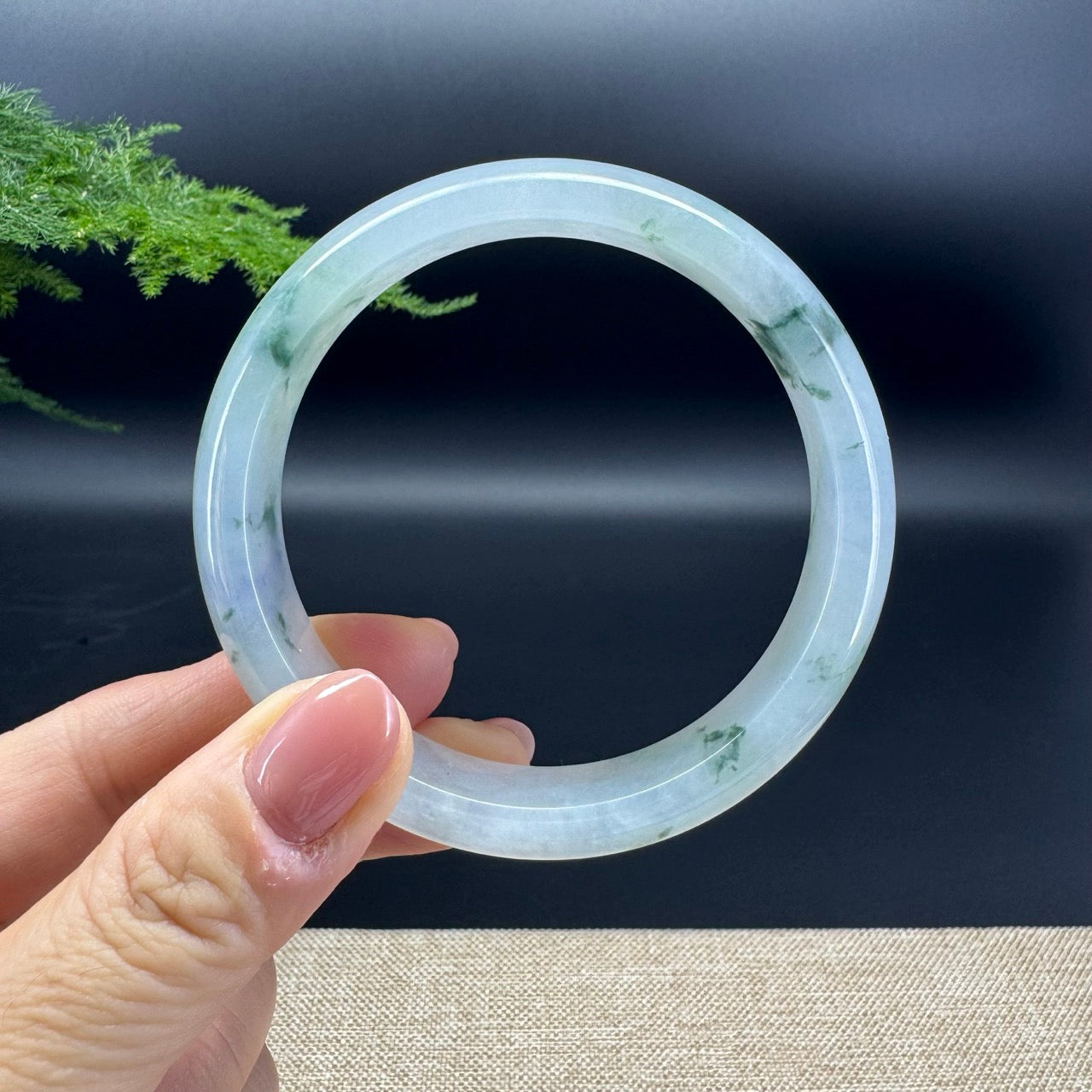 Genuine Burmese Icy Green Jade Jadeite Bangle Bracelet ( 61.7mm )