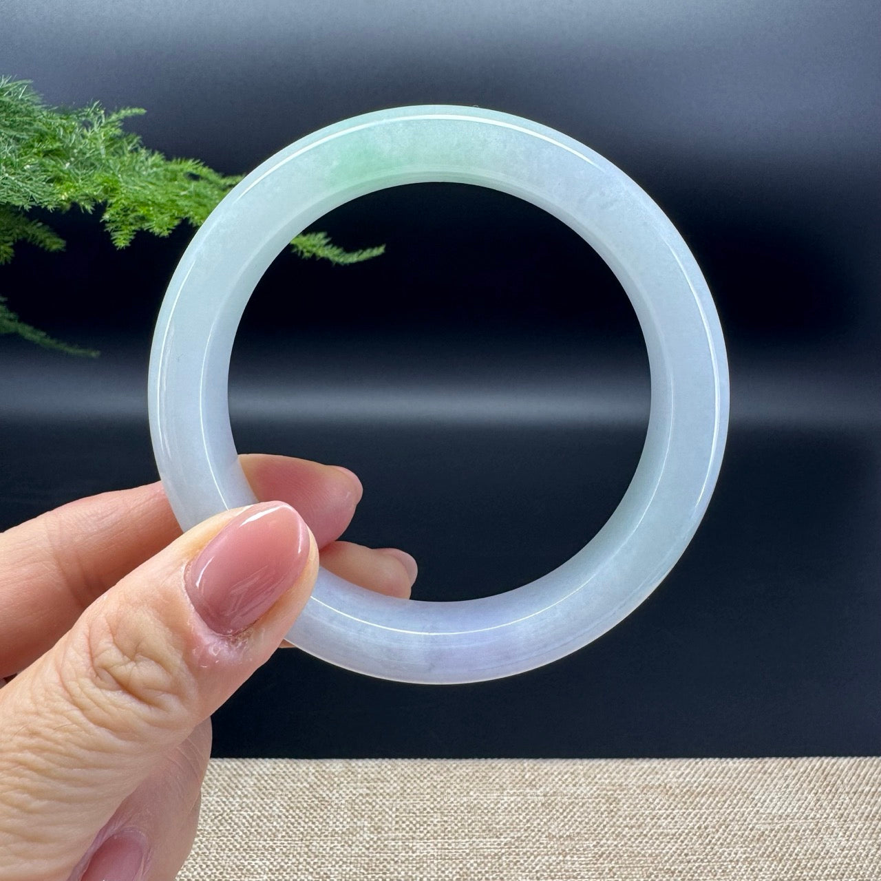 Genuine Burmese Lavender Green Jade Jadeite Bangle Bracelet ( 60.9mm )
