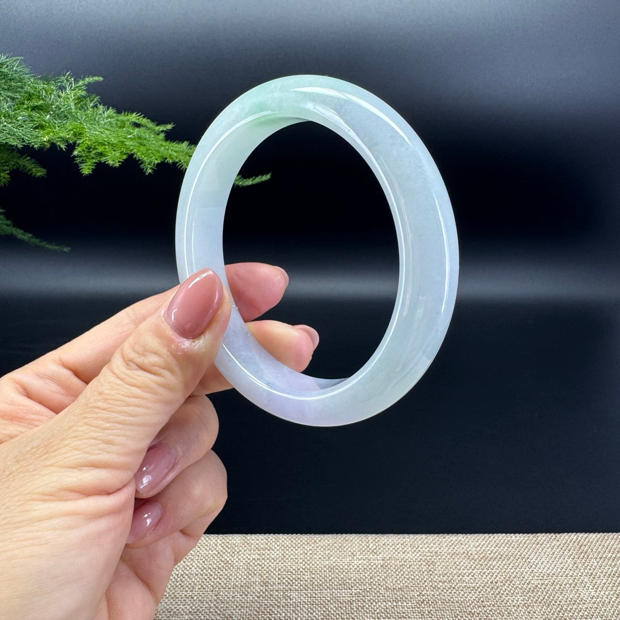Genuine Burmese Lavender Green Jade Jadeite Bangle Bracelet ( 60.9mm )